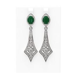 10.22 ctw Emerald & Diamond Earrings 18K White Gold - REF-525X5A