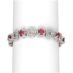 26.1 ctw Ruby & Diamond Bracelet 18K White Gold - REF-781H6R