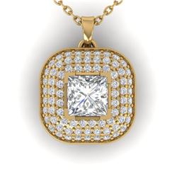 1.60 ctw Princess VS/SI Diamond Art Deco Micro Necklace 14k Yellow Gold - REF-374A8N