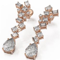 4 ctw Pear Cut Diamond Designer Earrings 18K Rose Gold - REF-814G5W