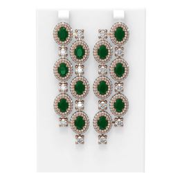 21.48 ctw Emerald & Diamond Earrings 18K Rose Gold - REF-889R3K