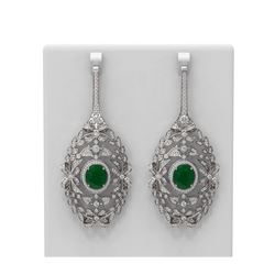 18.58 ctw Emerald & Diamond Earrings 18K White Gold - REF-890A9N