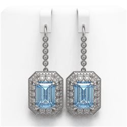 24.81 ctw Sky Topaz & Diamond Victorian Earrings 14K White Gold - REF-365K5Y