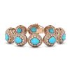 Image 1 : 38.17 ctw Turquoise & Diamond Victorian Bracelet 14K Rose Gold - REF-1179W3H
