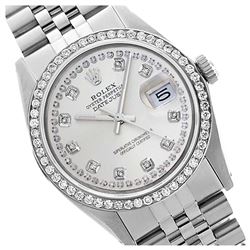 Rolex Ladies Stainless Steel, Diamond Dial & Diamond Bezel, Sapphire Crystal - REF-434W4H