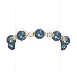 5.3 ctw Diamond & Pearl Bracelet 18K Yellow Gold - REF-626K4Y