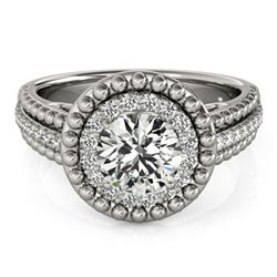 1.15 ctw Certified VS/SI Diamond Halo Ring 18k White Gold - REF-163A2N