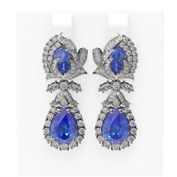 13.11 ctw Tanzanite & Diamond Earrings 18K White Gold - REF-647A3N