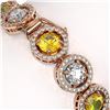 Image 3 : 15.47 ctw Canary & Diamond Micro Pave Bracelet 18K Rose Gold - REF-1646N3F