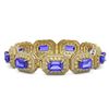 Image 2 : 50.67 ctw Tanzanite & Diamond Victorian Bracelet 14K Yellow Gold - REF-2709F3M