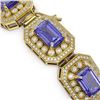 Image 3 : 50.67 ctw Tanzanite & Diamond Victorian Bracelet 14K Yellow Gold - REF-2709F3M