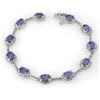 Image 1 : 11.40 ctw Tanzanite & Diamond Bracelet 14k White Gold - REF-146M5G