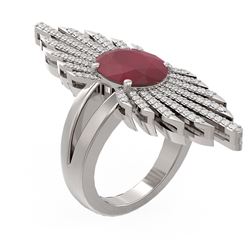 5.07 ctw Ruby & Diamond Ring 18K White Gold - REF-263X6A