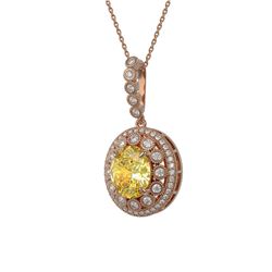 7.66 ctw Canary Citrine & Diamond Victorian Necklace 14K Rose Gold - REF-143M6G