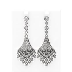 9.78 ctw Diamond Earrings 18K White Gold - REF-894F9M