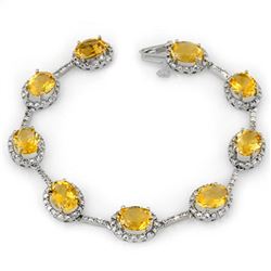 16.33 ctw Citrine & Diamond Bracelet 10k White Gold - REF-83K3Y