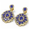 Image 3 : 19.42 ctw Sapphire & Diamond Earrings 18K Yellow Gold - REF-344W2H