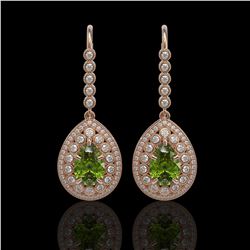 9.95 ctw Tourmaline & Diamond Victorian Earrings 14K Rose Gold - REF-318K4Y