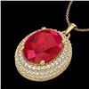 Image 2 : 4.50 ctw Ruby & Micro Pave VS/SI Diamond Necklace 18k Yellow Gold - REF-120X9A