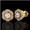 Image 2 : 1.51 ctw VS/SI Diamond Solitaire Art Deco Stud Earrings 18k Yellow Gold - REF-263Y6X