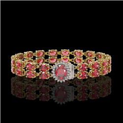 16.97 ctw Tourmaline & Diamond Bracelet 14K Yellow Gold - REF-263K6Y