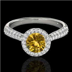 1.40 ctw Certified SI/I Fancy Intense Yellow Diamond Ring 10k White Gold - REF-204R5K