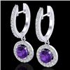 Image 1 : 1.75 ctw Amethyst & Micro Pave VS/SI Diamond Earrings 18k White Gold - REF-86A2N