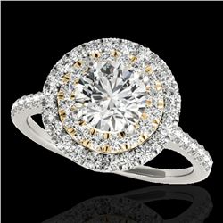 1.5 ctw Certified Diamond Solitaire Halo Ring 10k 2Tone Gold - REF-197R8K