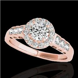 1.55 ctw Certified Diamond Solitaire Halo Ring 10k Rose Gold - REF-204Y5X
