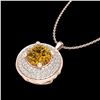 Image 2 : 1.25 ctw Intense Fancy Yellow Diamond Art Deco Necklace 18k Rose Gold - REF-161A8N