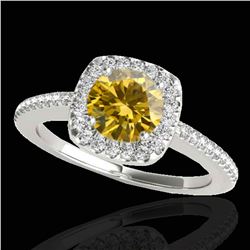1.25 ctw Certified SI/I Fancy Intense Yellow Diamond Ring 10k White Gold - REF-190H9R