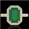 Image 1 : 5.33 ctw Emerald & Micro Pave VS/SI Diamond Ring 18k Yellow Gold - REF-87A6N