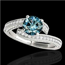 2 ctw SI Certified Fancy Blue Diamond Bypass Solitaire Ring 10k White Gold - REF-170A5N