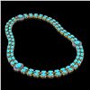 Image 2 : 29.16 ctw Turquoise & Diamond Necklace 14K Yellow Gold - REF-454G5W