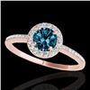 Image 1 : 1.2 ctw SI Certified Fancy Blue Diamond Solitaire Halo Ring 10k Rose Gold - REF-122A8N