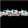 Image 1 : 10 ctw Aquamarine & VS/SI Diamond Eternity Bracelet 10k Rose Gold - REF-107G3W