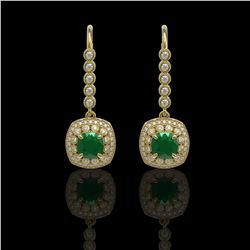 5.1 ctw Certified Emerald & Diamond Victorian Earrings 14K Yellow Gold - REF-172G8W