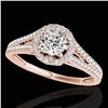 Image 1 : 1.3 ctw Certified Diamond Solitaire Halo Ring 10k Rose Gold - REF-177R3K