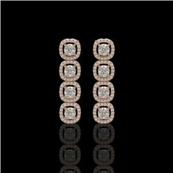 3.84 ctw Cushion Cut Diamond Micro Pave Earrings 18K Rose Gold - REF-337R5K