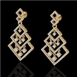 3 ctw Micro Pave VS/SI Diamond Earrings Dangling 14k Yellow Gold - REF-290X9A