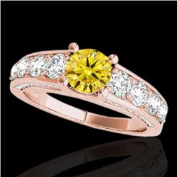 2.55 ctw Certified SI/I Fancy Intense Yellow Diamond Ring 10k Rose Gold - REF-259Y3X