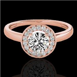 1.15 ctw Certified Diamond Solitaire Halo Ring 10k Rose Gold - REF-184F3M