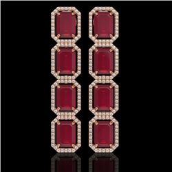 20.59 ctw Ruby & Diamond Micro Pave Halo Earrings 10k Rose Gold - REF-230M9G