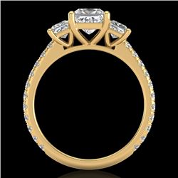 2.14 ctw Princess VS/SI Diamond Art Deco 3 Stone Ring 18k Yellow Gold - REF-454A5N