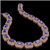 Image 2 : 50.67 ctw Tanzanite & Diamond Victorian Bracelet 14K Rose Gold - REF-2709W3H