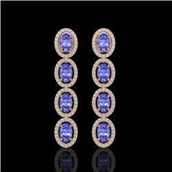 6.09 ctw Tanzanite & Diamond Micro Pave Halo Earrings 10k Rose Gold - REF-143R6K