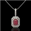 Image 2 : 7.18 ctw Certified Ruby & Diamond Victorian Necklace 14K White Gold - REF-172Y8X