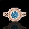 Image 2 : 0.53 ctw Fancy Intense Blue Diamond Art Deco Ring 18k Rose Gold - REF-109X3A