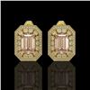 Image 1 : 11.69 ctw Morganite & Diamond Victorian Earrings 14K Yellow Gold - REF-381N5F