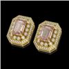 Image 2 : 11.69 ctw Morganite & Diamond Victorian Earrings 14K Yellow Gold - REF-381N5F